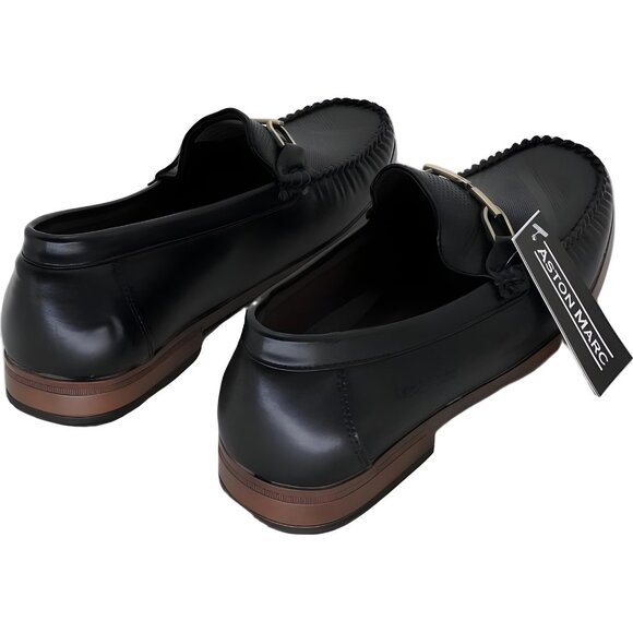 Aston Marc Perforated Buckle Loafers Black Slip-On Dress Shoes Mens US 11M - Picture 3 of 6